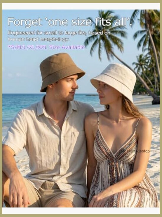 Linen Cotton Bucket Hat, UPF 50+ Sun Protection, Adjustable Chin Strap